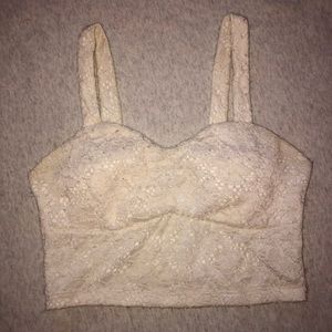 Cream Lace Crop Top